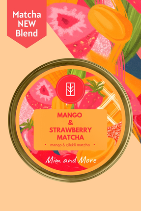 Mim and More Mango & Strawberry Matcha, Mango Ve Çilek Aromalı Matcha, 25 gr