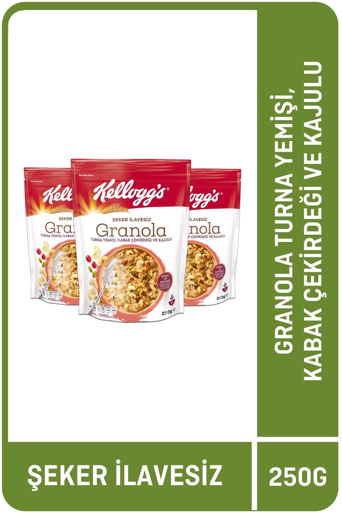 Kellogg's Şeker Ilavesiz Granola Turna Yemişi, Kabak Çekirdeği Ve Kajulu 250 gr X3 Adet ,%42 Yulaf