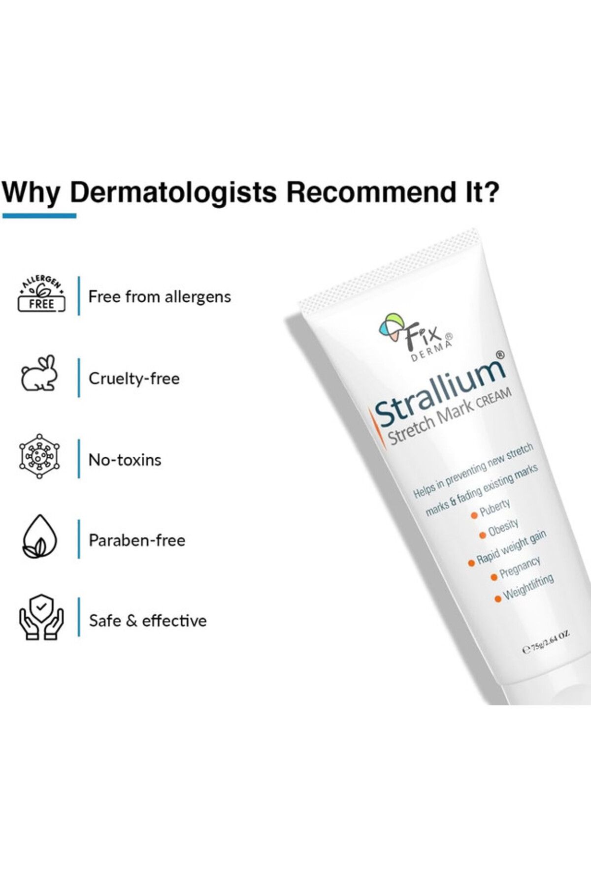 FixDerma-Strallium Stretch Mark Cream, Scar removal and Moisturizing Cream for all parts of body 8