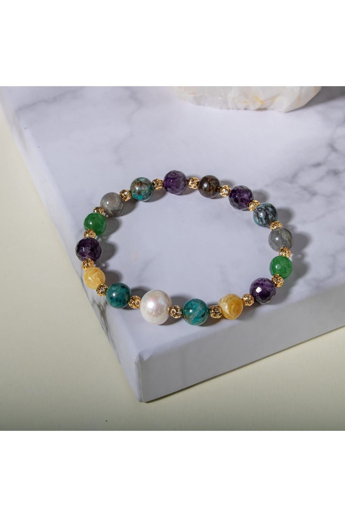 OSMANLI DOĞAL TAŞ-Obsession Obsession Natural Stone Bracelet Amethyst Bronzyte Pearl Amber Chrysocolla Aventurine Labradorite 4