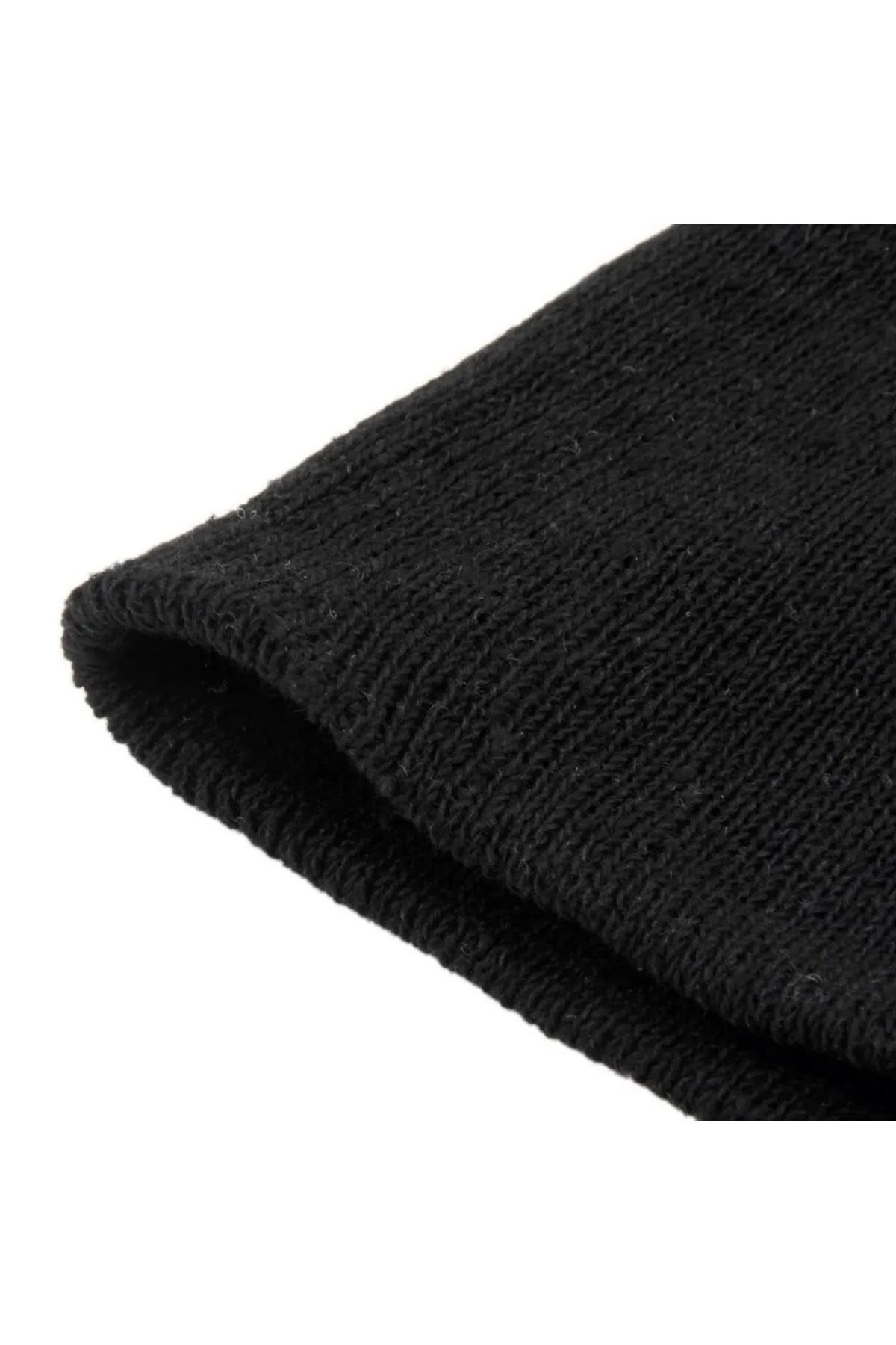 Belifanti Collection  Örme Unisex Kılıç Gözyaşı Nakışlı Kar Maskesi Siyah - Görsel 4