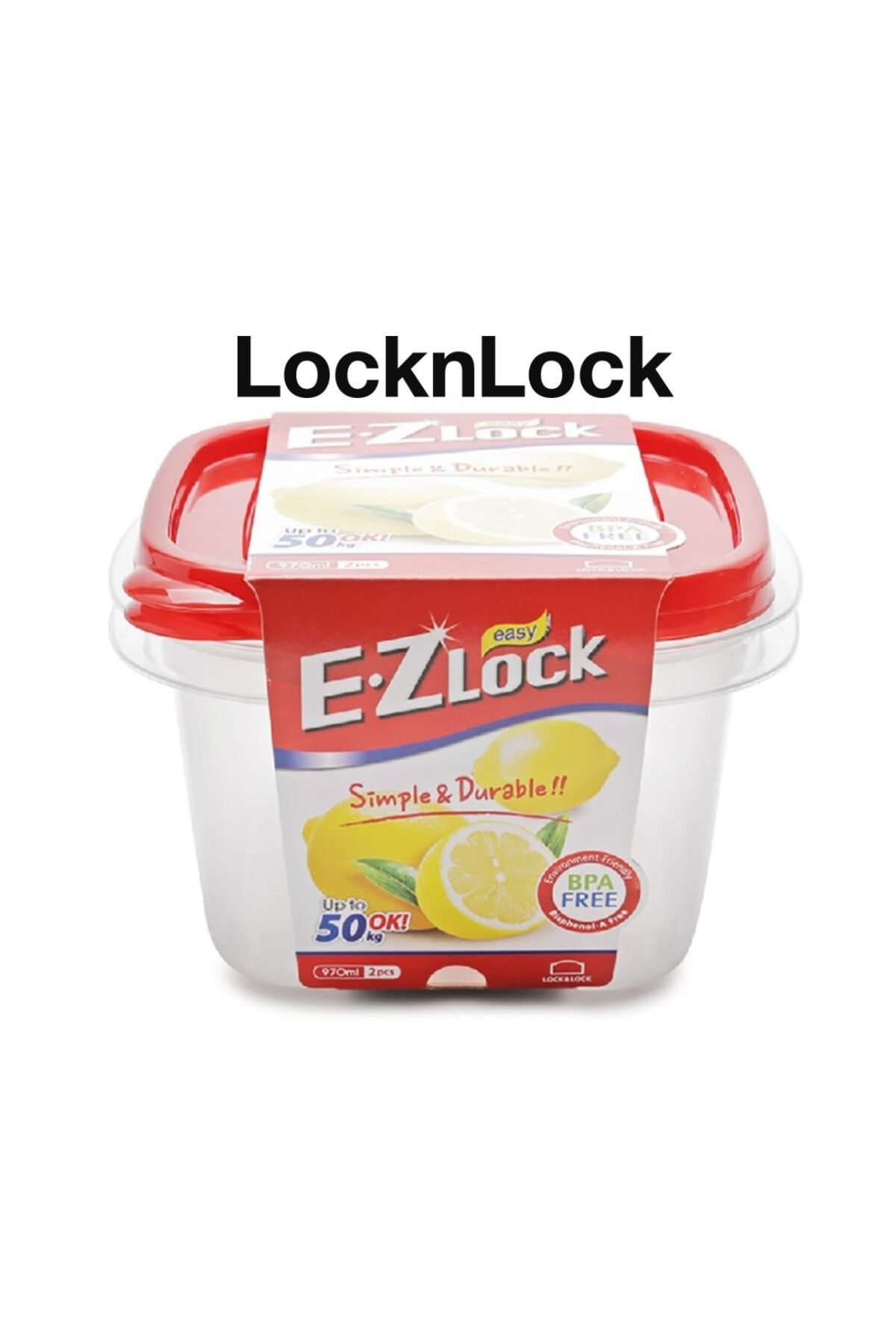 locknlock-EzLock Square Container Set - 970ml (Set of 2) 2