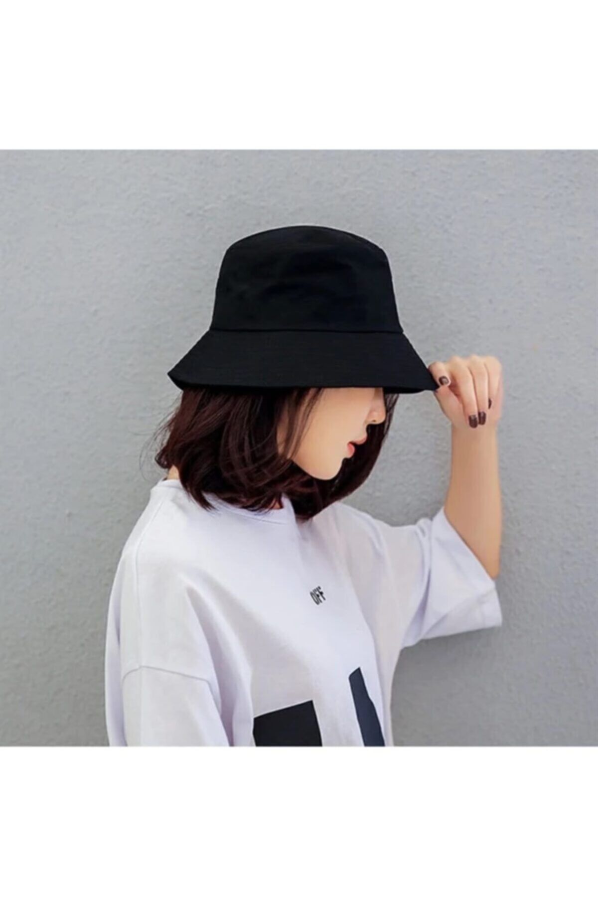Belifanti Collection Düz Siyah Kova Şapka Balıkçı Şapka Bucket Hat görsel 4