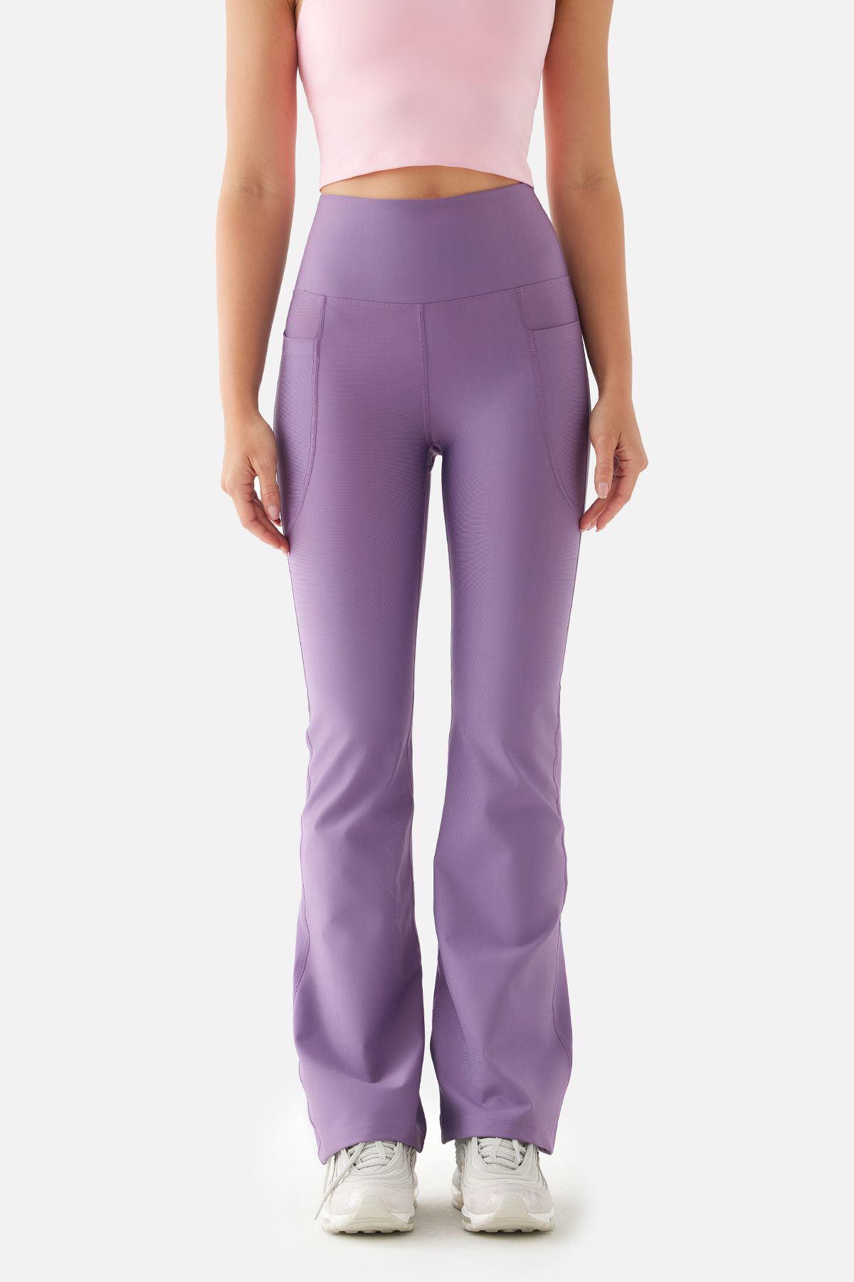 Superstacy-Carmen Flared Leg High Waist Pocket Lilac Yoga Pants 2