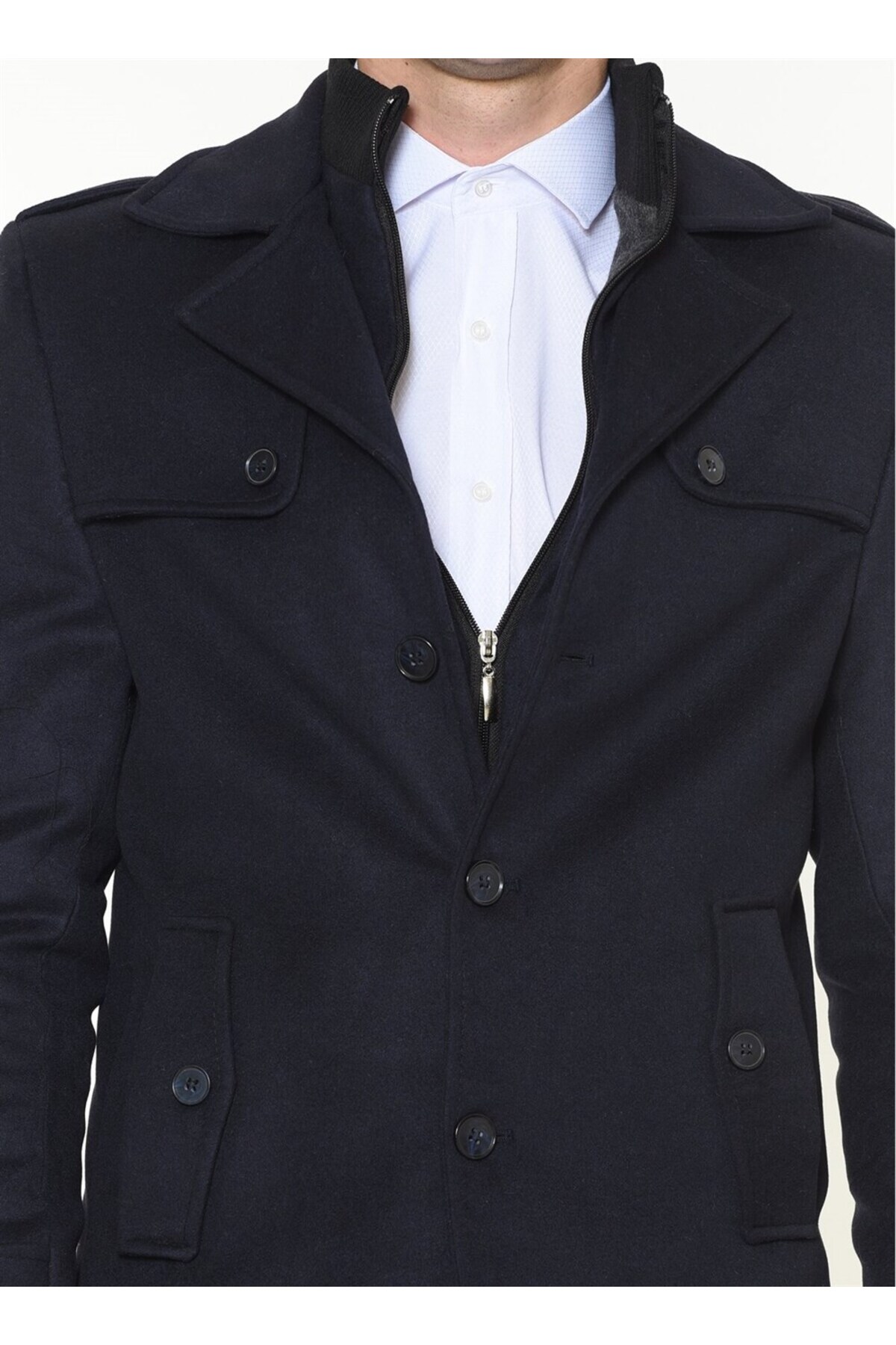 K7542 ERKEK KABAN-LACİVERT — سرمه‌ای K7542 DEWBERRY MENS COAT — تصویر 5 از 5