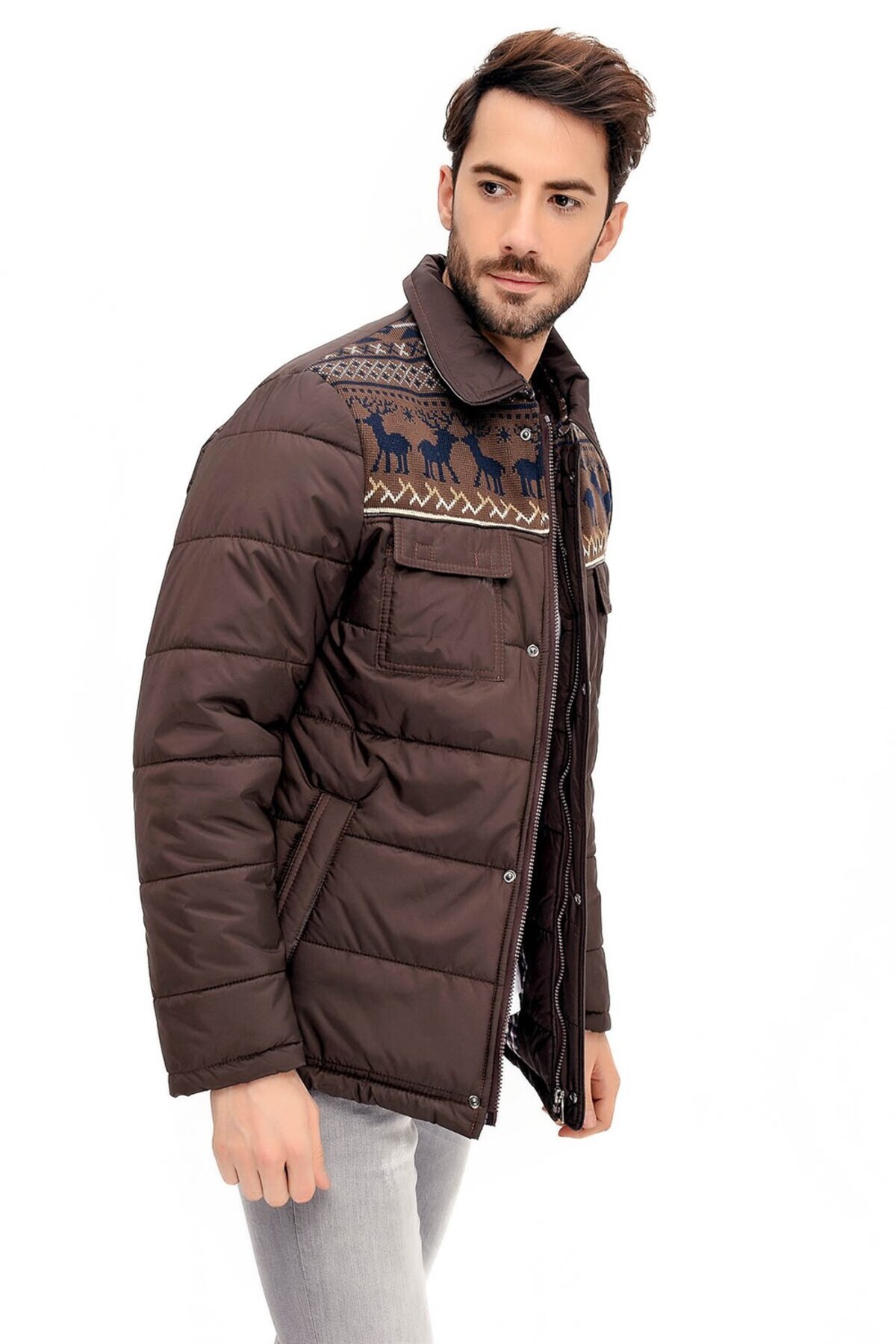 Erkek Kaban Kahve K7125 — قهوه‌ای K7125 DEWBERRY COAT — تصویر 2 از 3