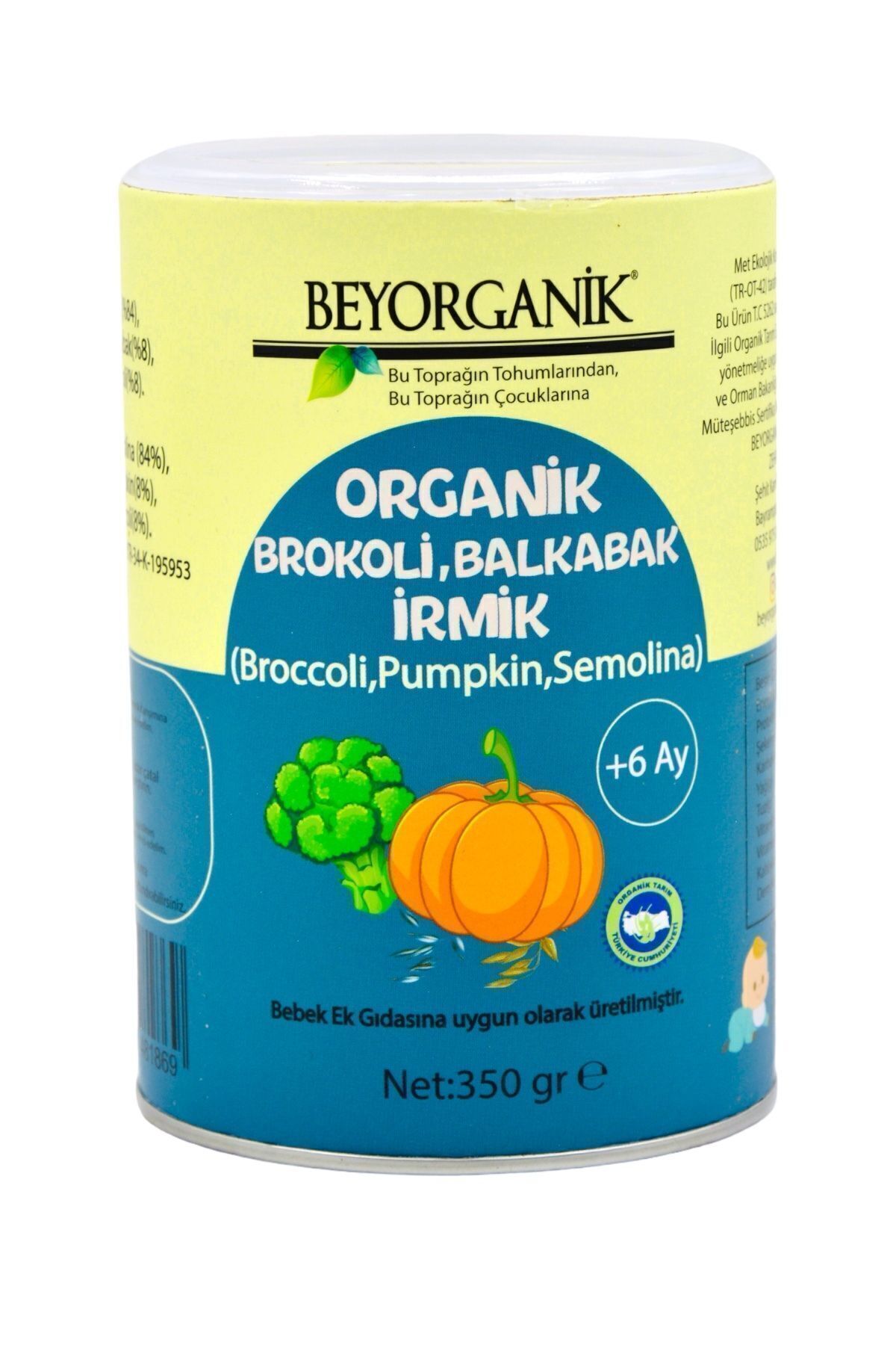 BEYORGANİK Bebek Ek Gıdası Organik Brokoli Balkabak Irmik +6 Ay ( Ek Gıda) 250gr