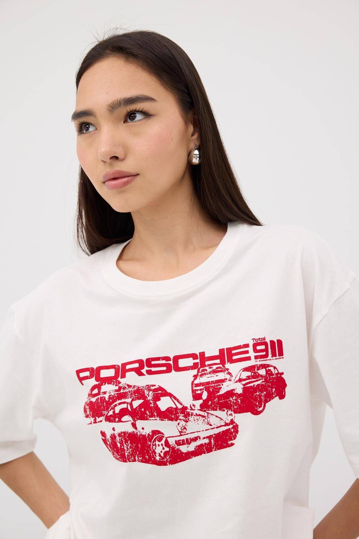 Addax-Tricou oversize cu imprimeu Porsche P10240-b6 3