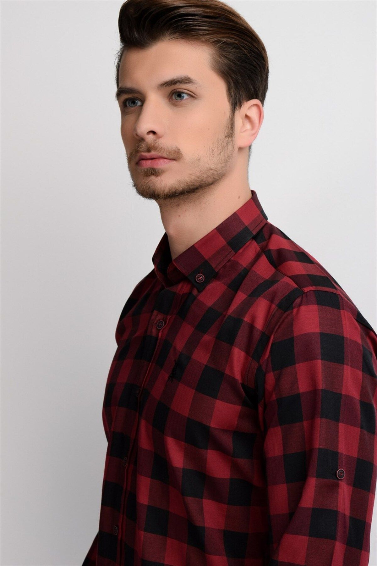 Dewberry-G665 Men's Shirt-black-burgundy 5