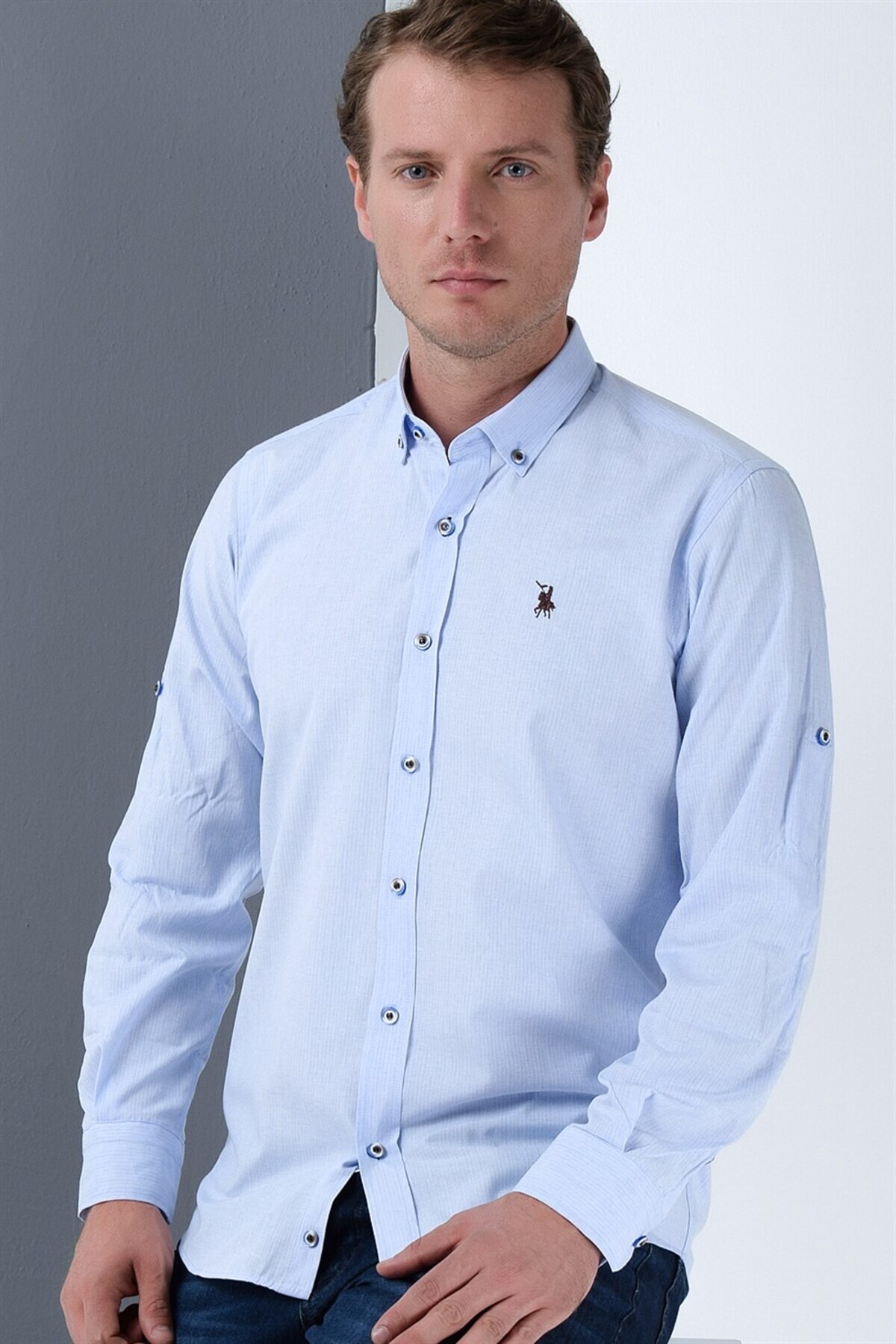 دوبری پیراهن مردانه G680 - آبی روشن