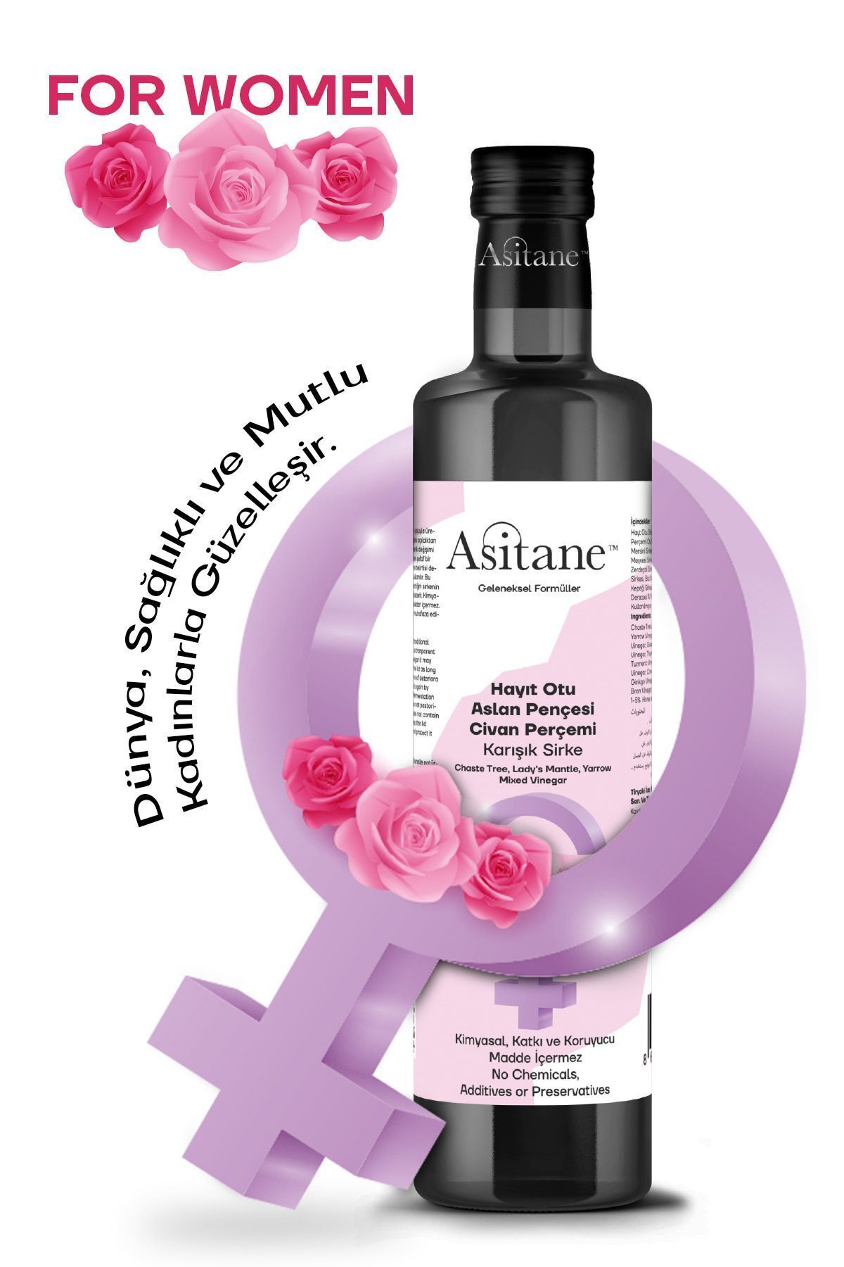 Asitane For Women-Kadınlara Özel Hayıt Otu & Aslan Pençesi & Civan Perçemi Karışımlı Sirke 500 ml