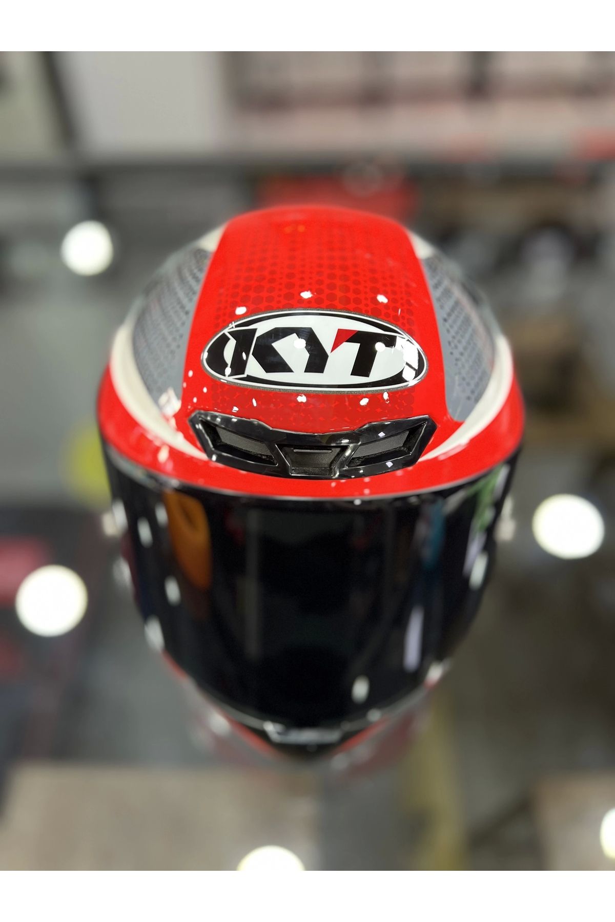 KYT-Tt-Course Helmet Gear - Black with Red Transparent Visor 3