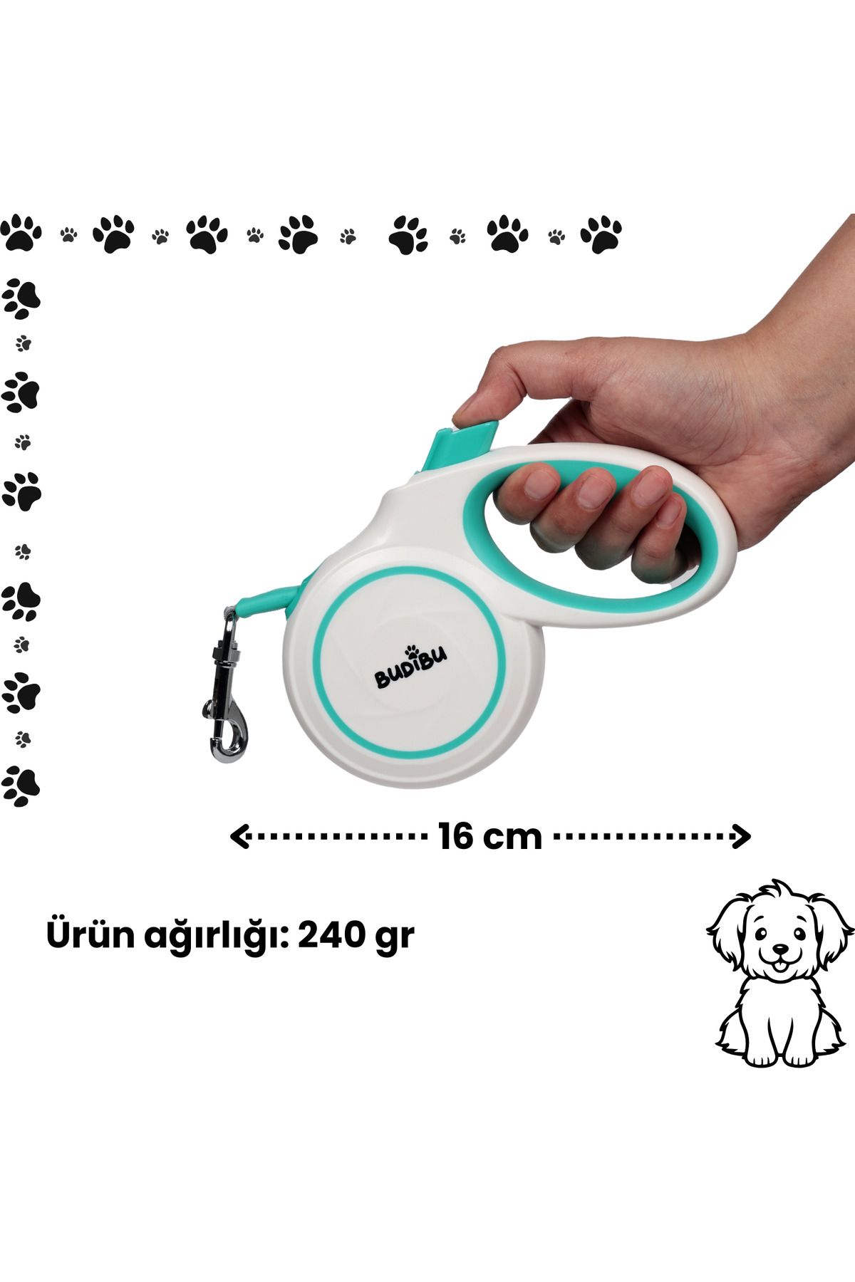 BUDİBU-5 Meters Retractable Cat Dog Walking Collar with Roller - XS / S / m 5