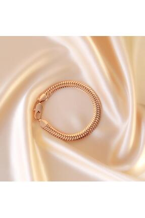 FOURSOLOS Çelik Kadın Bileklik, Modern Zincir, Gold Renk No:47