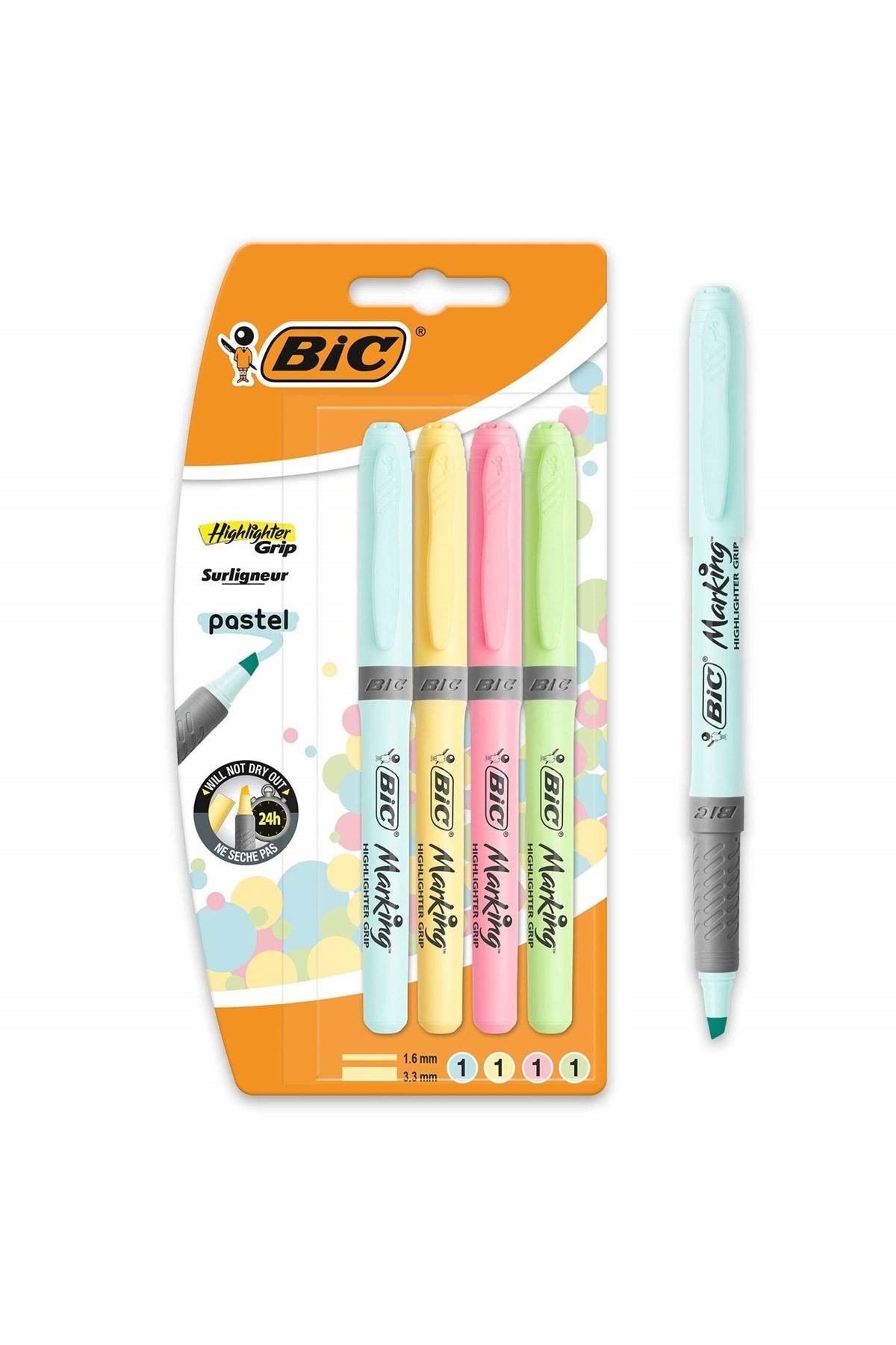 Bic Fosforlu Kalem Markıng Highlıghter Grip Pastel Renkler 4 Lü