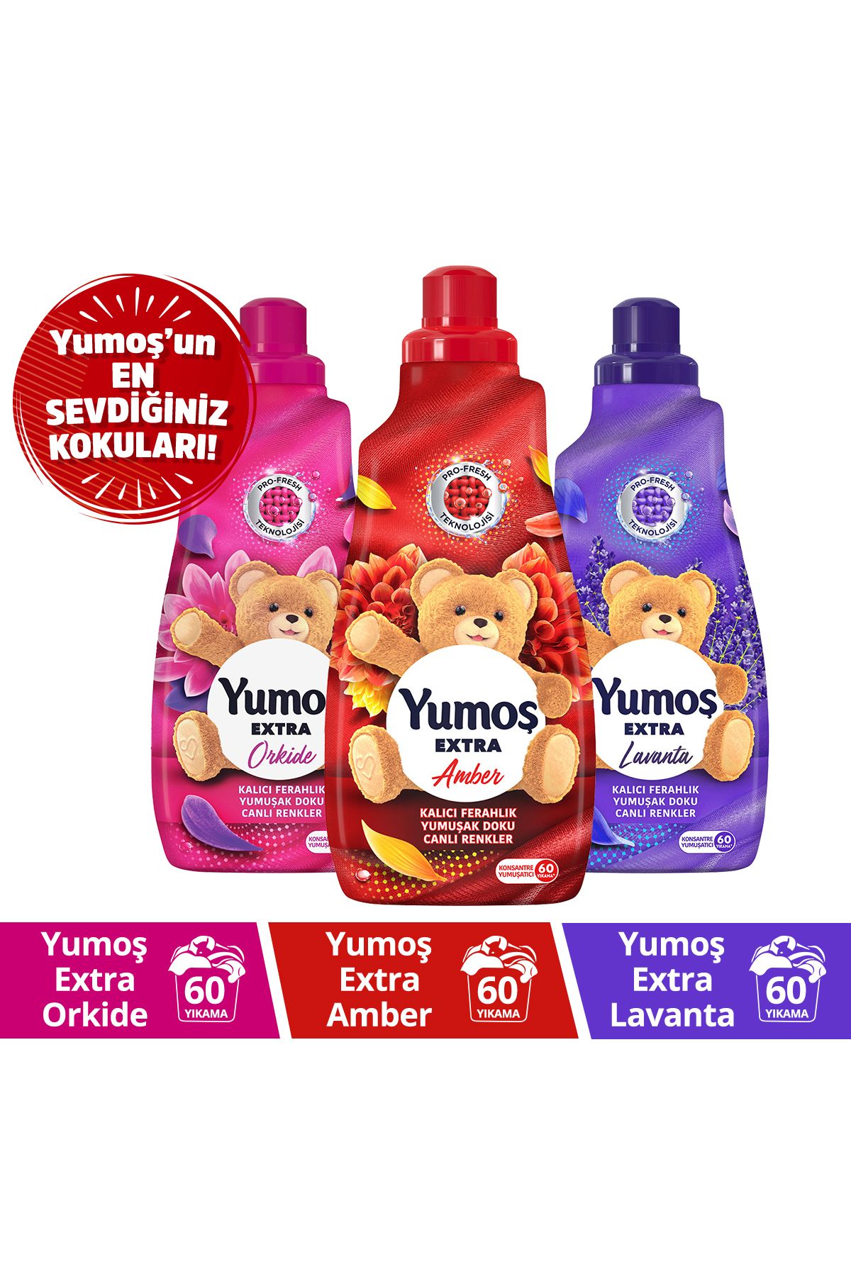 Yumoş Amber 1adet Orkide 1adet Lavanta 1adet 1440 ml ’un En Sevdiğiniz Kokuları