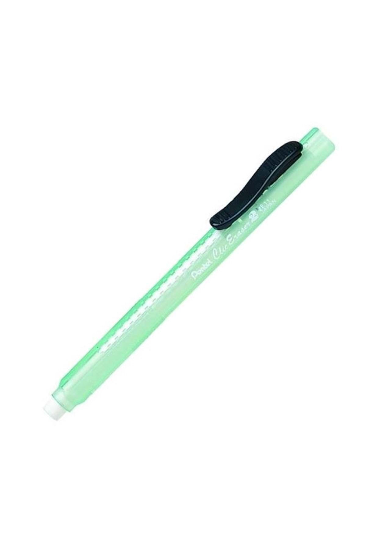 Pentel-Green Transparent Sliding Pen - with Eraser and Body 1