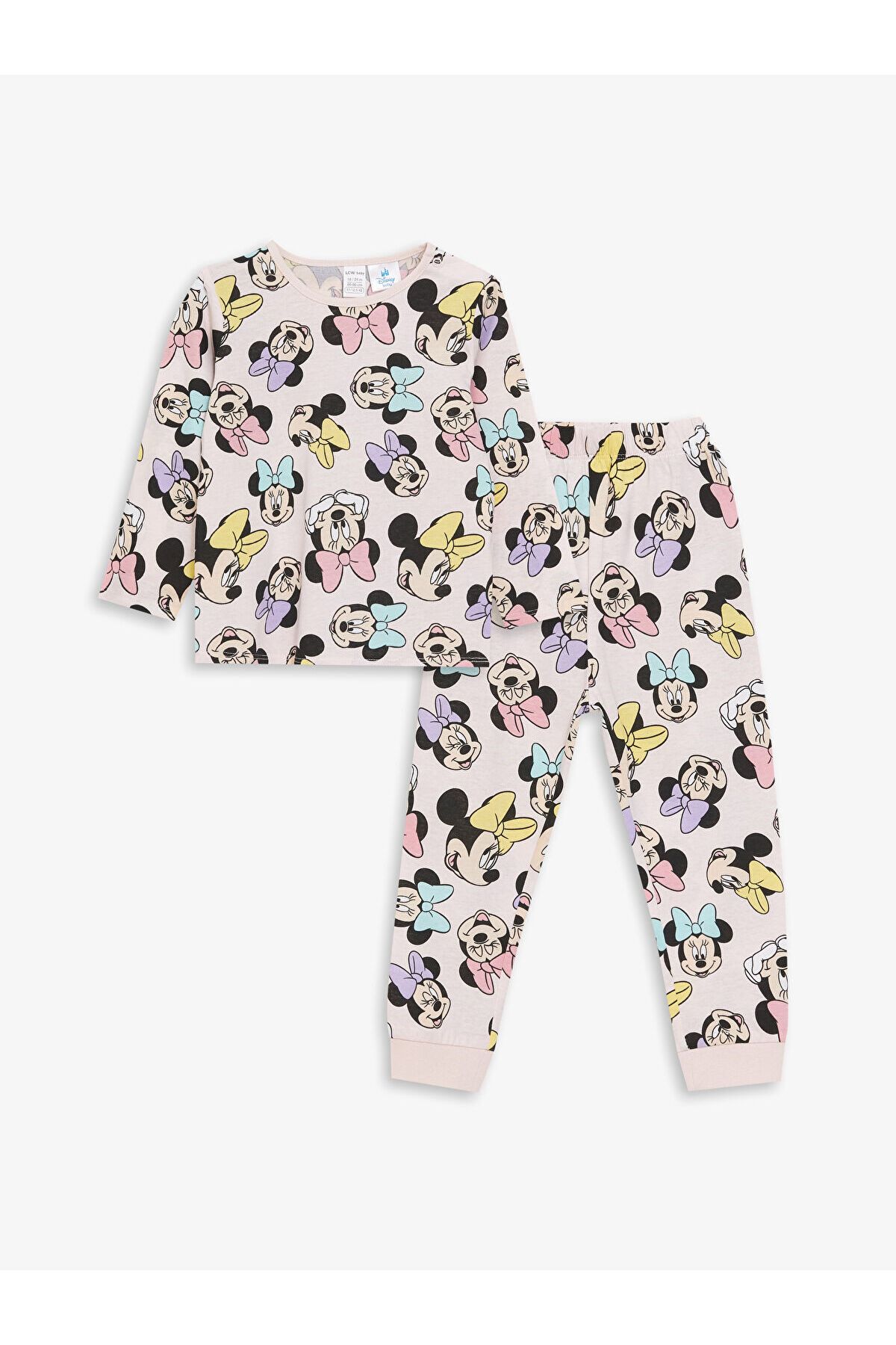 LC Waikiki-Lcw Crew Neck Long Sleeve Minnie Mouse Printed Baby Girl Pajamas Set 1