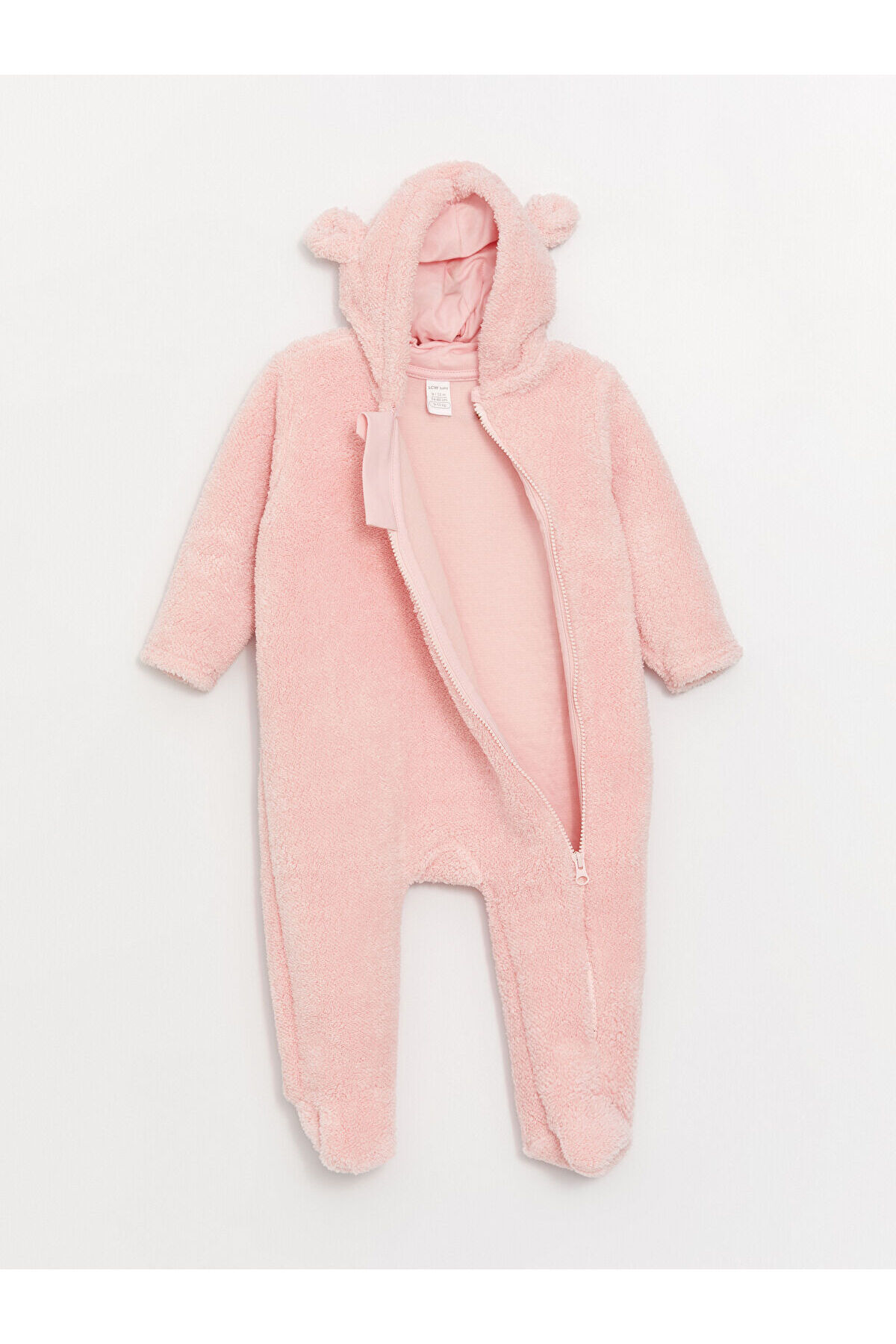 LC Waikiki-Lcwk Baby-Mädchen-Plüschoverall mit Kapuze und langen Ärmeln 3