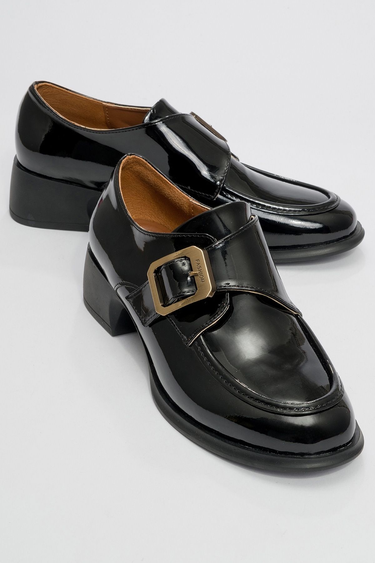 LuviShoes-Alonia Black Patent Leather Women's Loafer Shoes 1