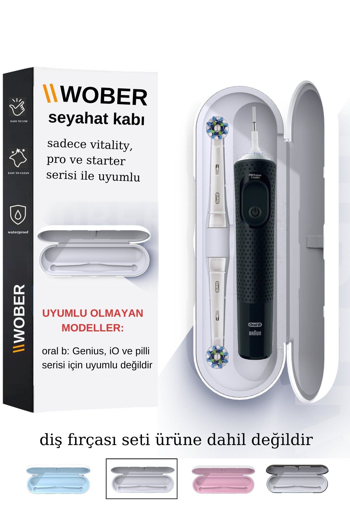 Wober Oral-b Şarjlı Diş Fırçası Için Koruma Kabı/kutusu, Sadece Pro, Vitality Ve Starter Serisine Uyumlu