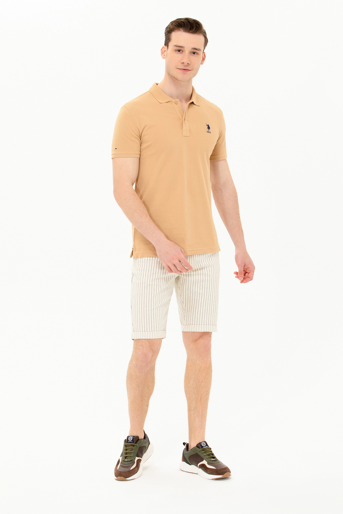 تیشرت پولو یقهدار مردانه شتری U.S. Polo Assn. مدل 50263238-VR015 — 4