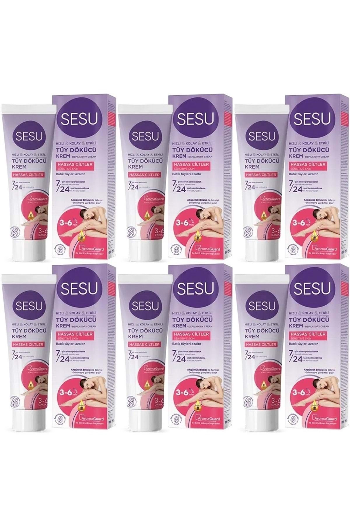 Sesu ( LTD ) Sesu Tüy Dökücü Krem 100ML Hassas Ciltler (6 Lı Set) ( TEKLİDİR )