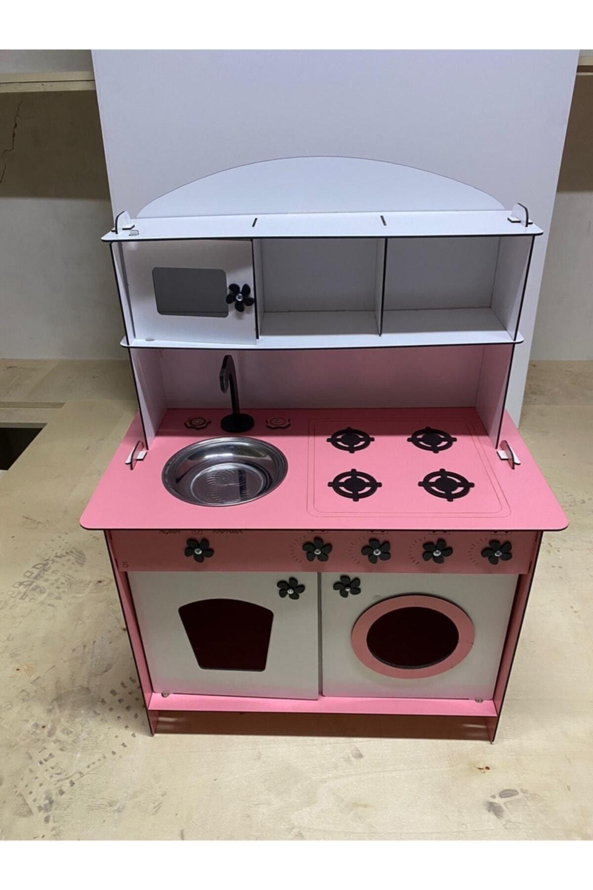bahadır grup Montessori Eğitici Ahşap Oyuncak Mutfak Dolabı Pembe Beyaz 3mm fotoğrafı 6 (önizleme)