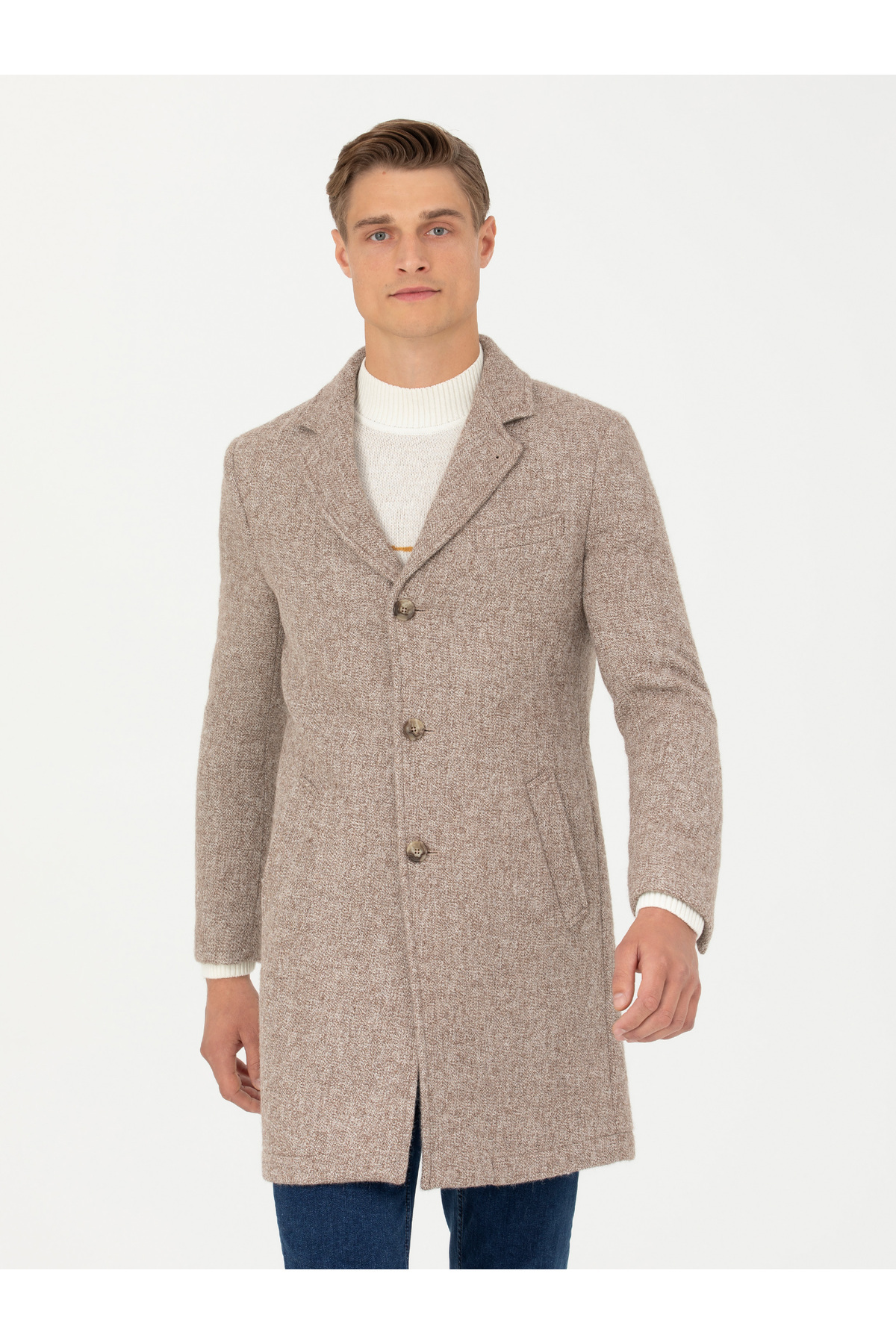 Cacharel Açık Kahverengi Slim Fit Palto 50259331-VR002 görsel 3