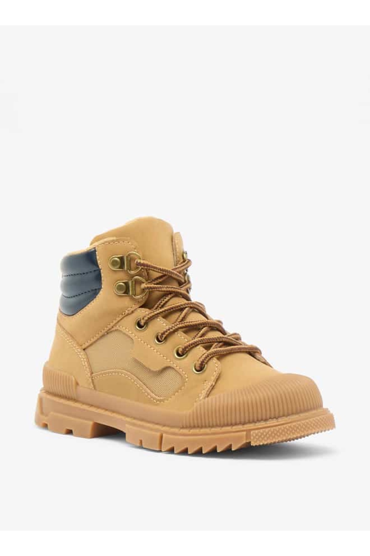 LBL by Shoexpress-Panelled High Cut Boots with Lace Detail and Zip Closure 1