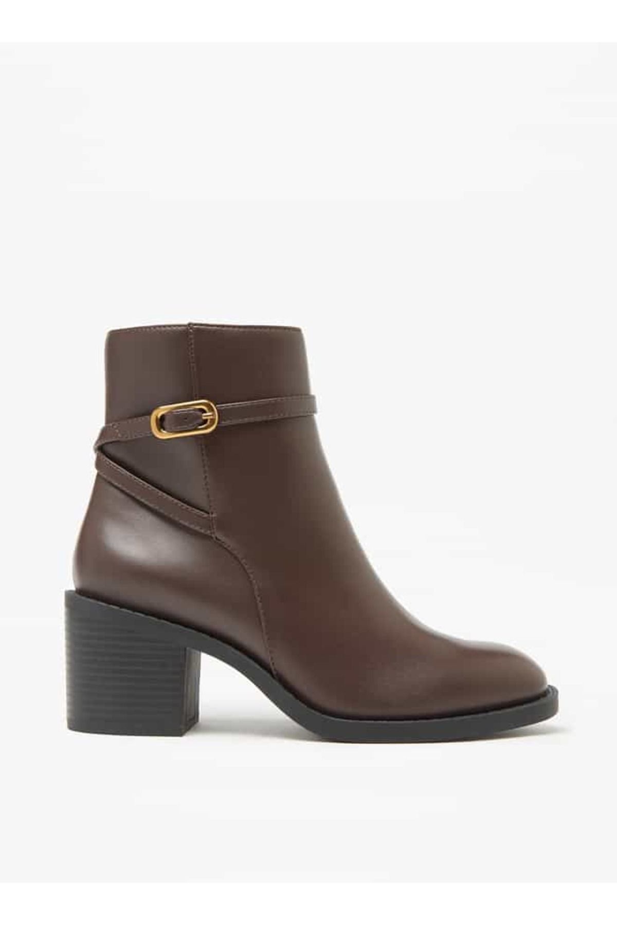Flora Bella by Shoexpress-Flora Bella Solid Ankle Boots with Block Heels and Zip Closure 3