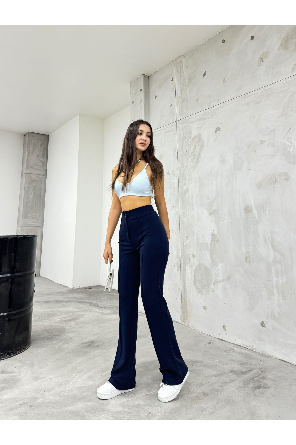 BİKELİFE-Women's High Waist Lycra Recovery Flared Trousers 7