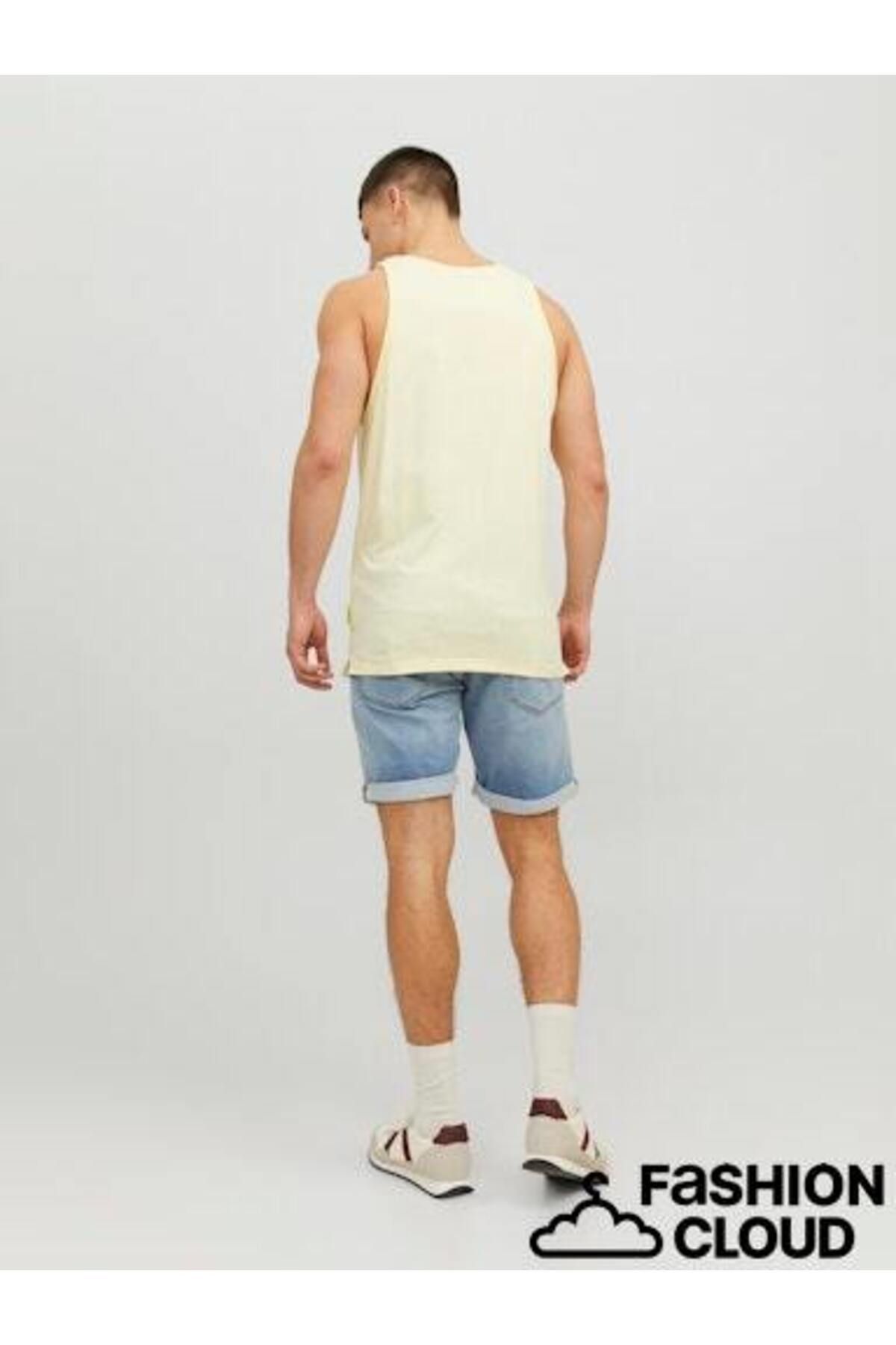 Jack & Jones-White Yellow Woven Sleeveless T-Shirt 3