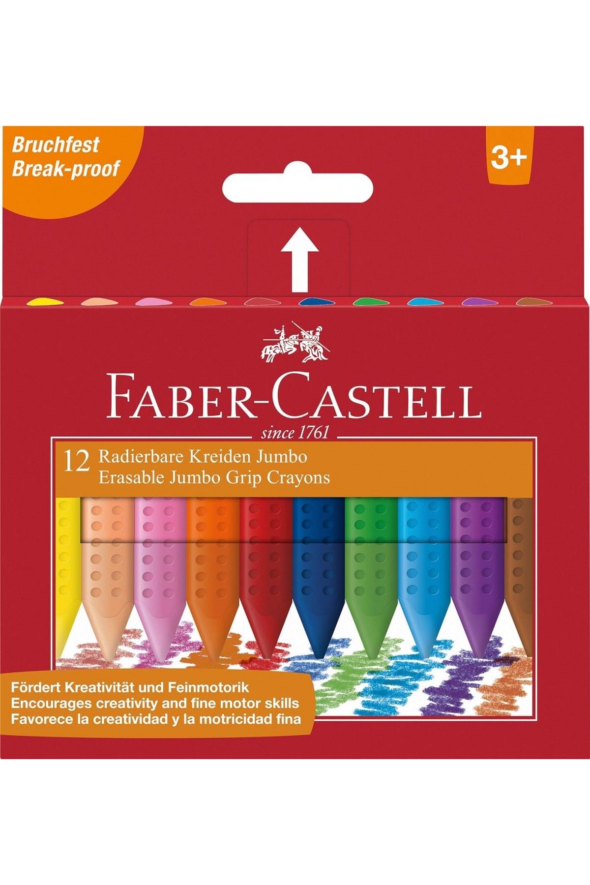 Faber Castell Grip Jumbo 12'li Üçgen Gövdeli Mum Boya / 5281122540000