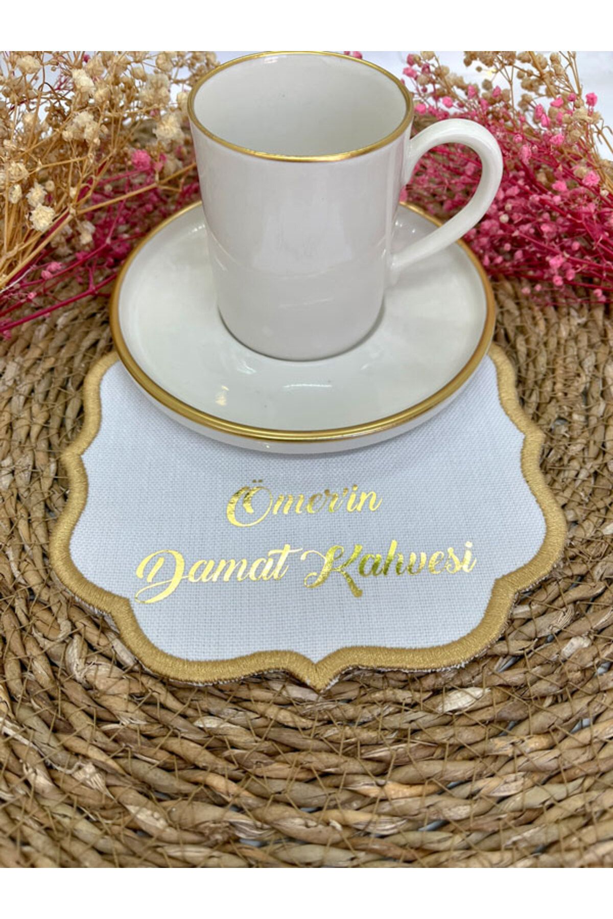 imzatasarım Kişiye Özel Damat Kahve Peçetesi, Damat Kahvesi, Sunum Peçete Damat Mendili