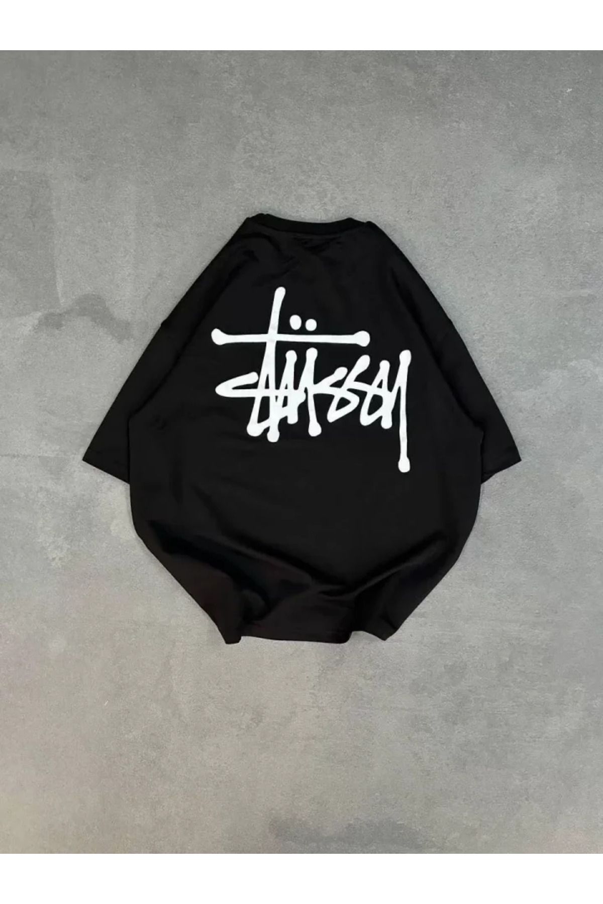 Albayrak Unisex Bisiklet Yaka Baskılı Oversize T-Shirt - Siyah