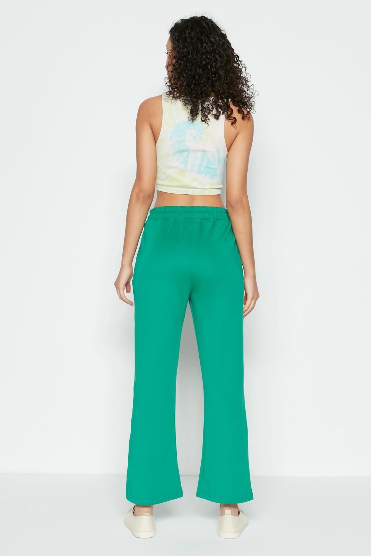 C&City-Green Wide Leg Flared Leg Sweatpants - 804 4