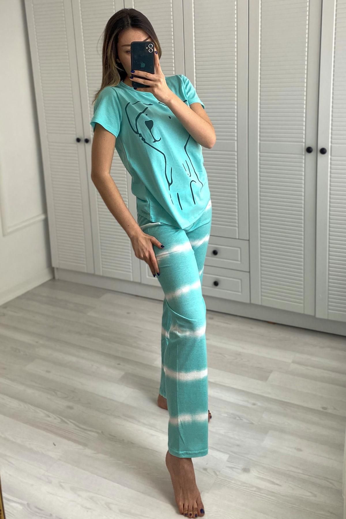 C&City-Short Sleeve Pajama Set Green-441027 1