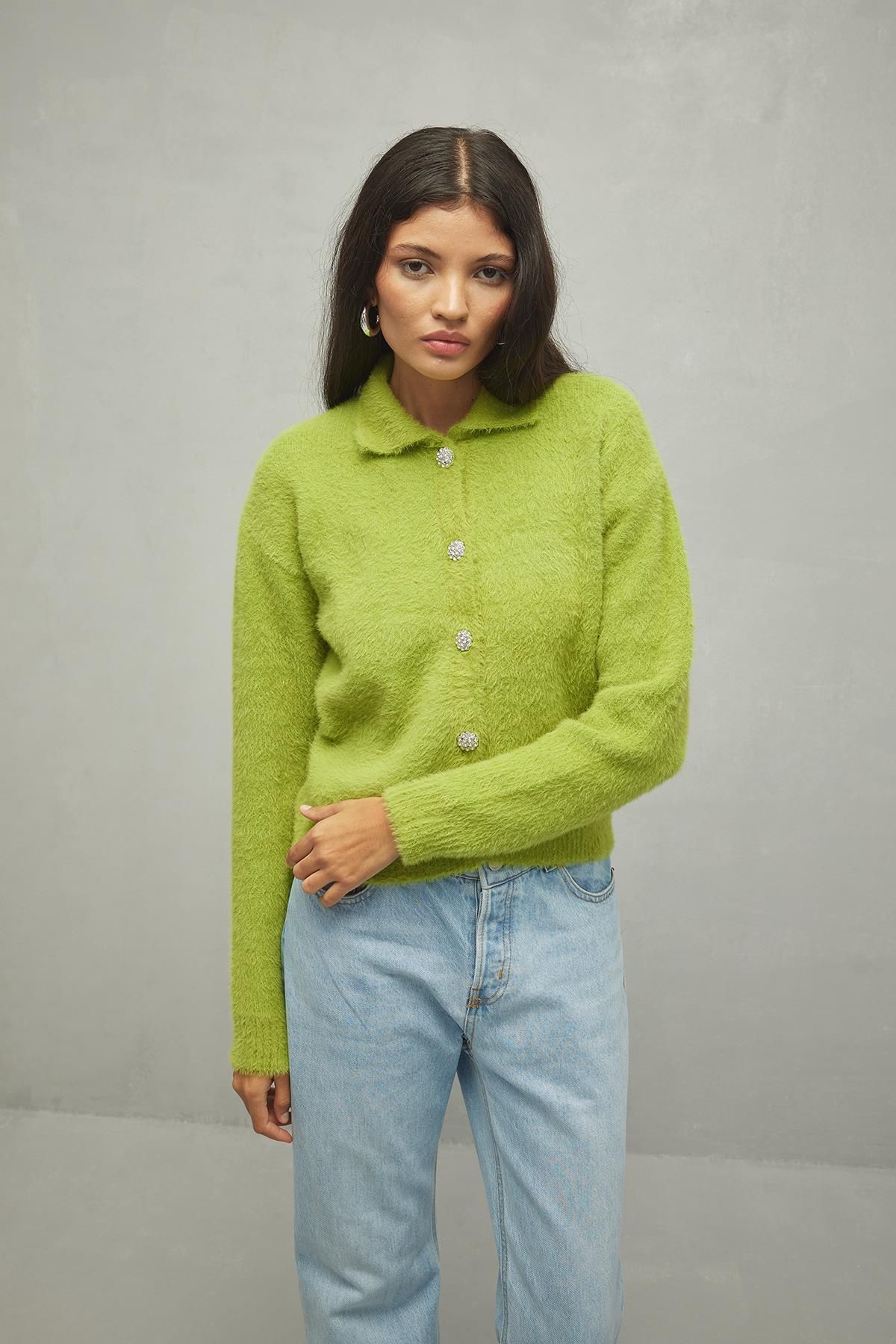 Fahhar-Green Soft Crop Cardigan 2