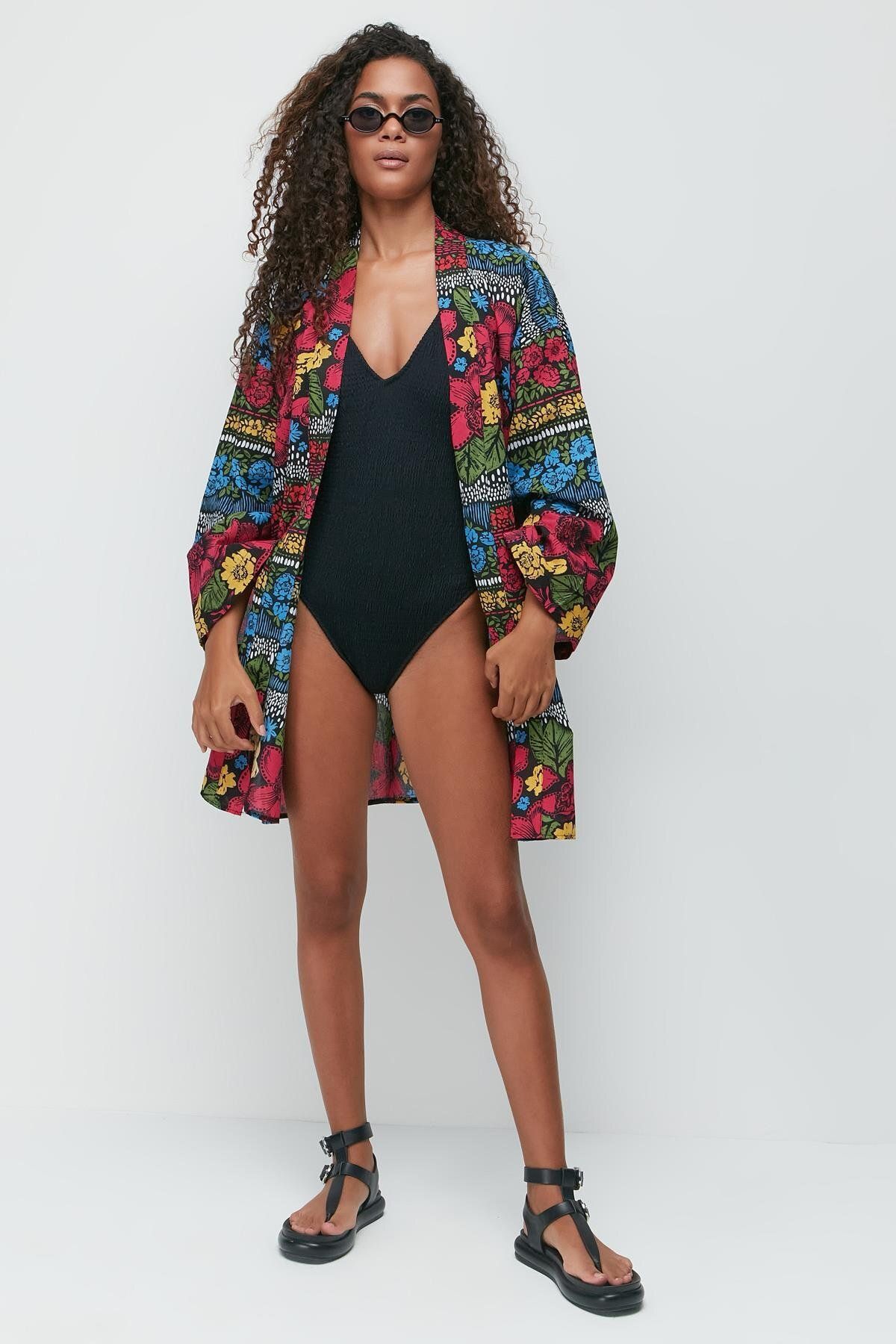 C&City Sukienka Plażowa Kimono Pareo 22412 Wielokolorowa Kobieta - Standard