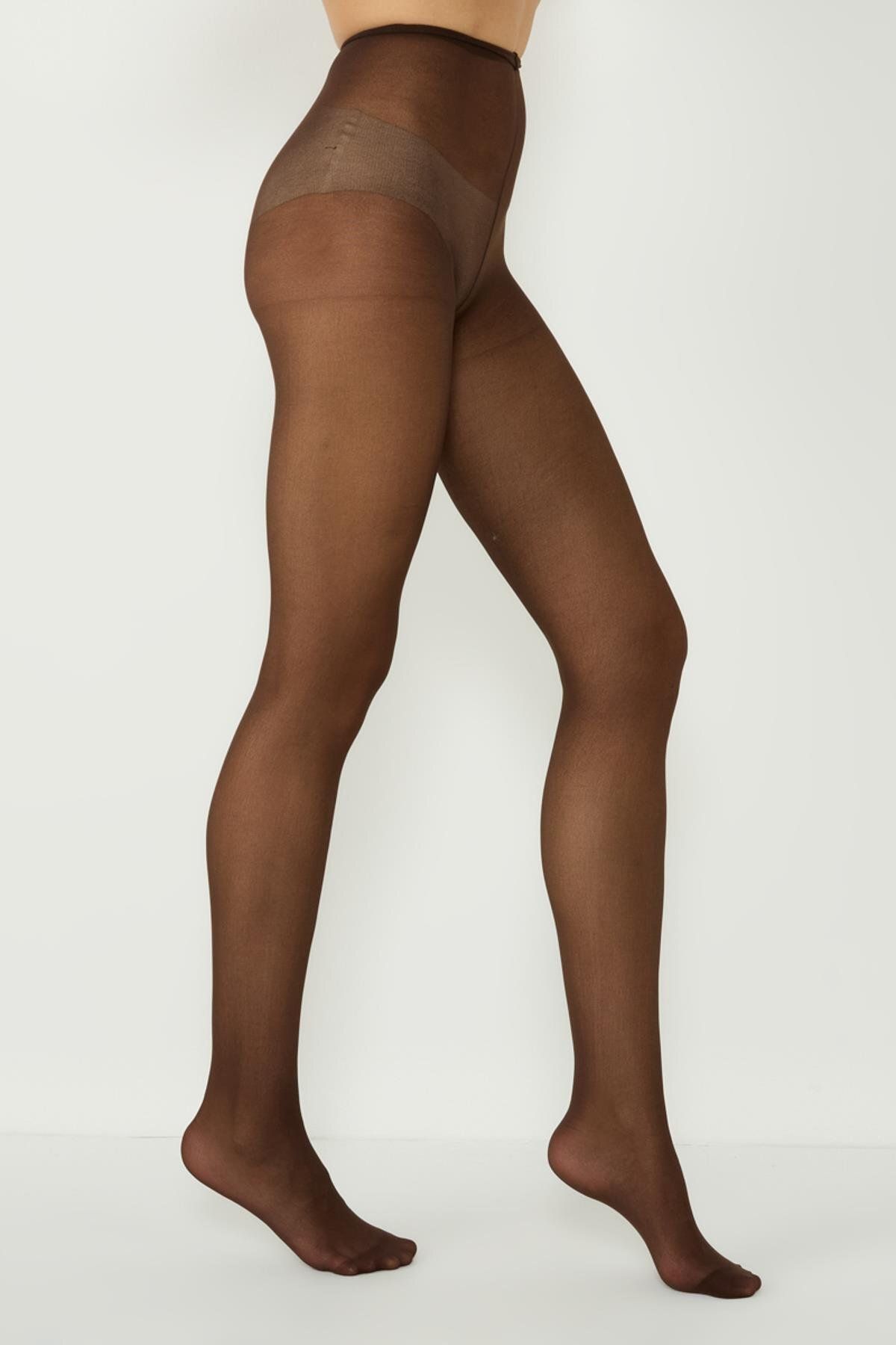 C&City-Thin 40 Opaque 2-Piece Pantyhose Ecru/Brown 4