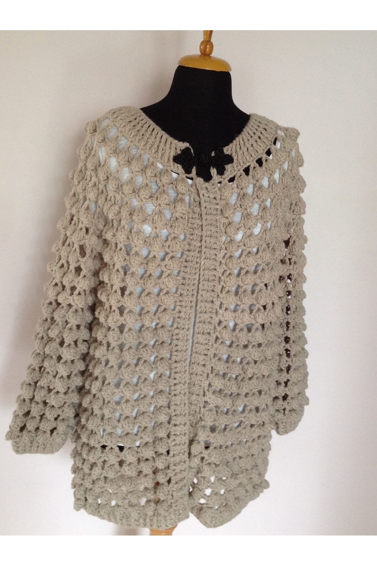 drt tasarım-Hand Knitted Crochet Openwork Design Women's Winter Combination Cardigan 2