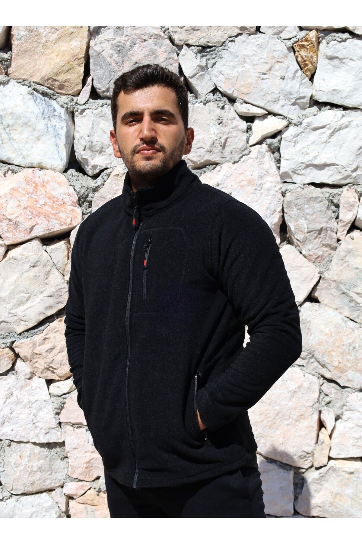 BEG COLLECTİON-Men's Fleece Full Zipper 3 Pocket Outdoor Fleece Jacket 5