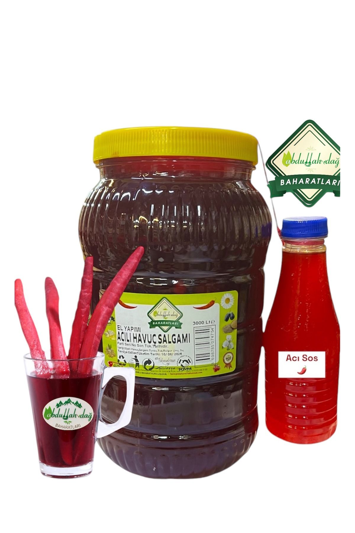 Hacıoğlu baharat Hatay Yöresel Şalgam Suyu Havuçlu Taneli Acılı 3 Litre