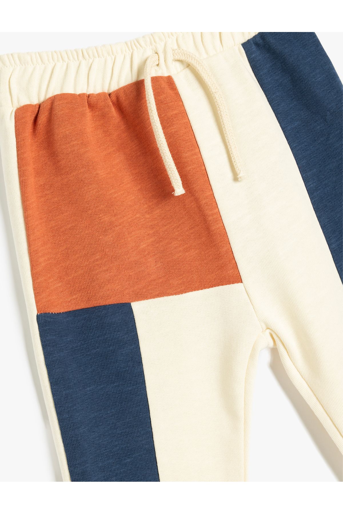 Koton-Cotton Raised Color-Blocking Jogger Sweatpants with Tie-Up Waist 3