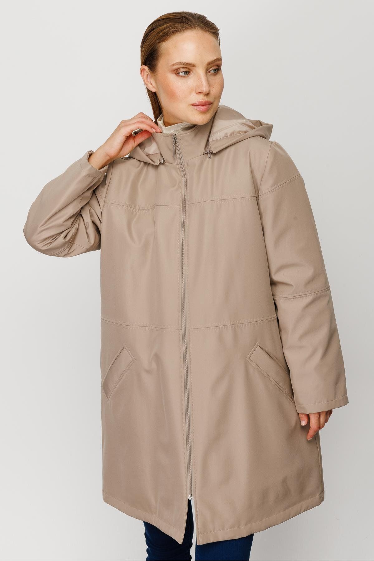 Micca-Interlayer Sewing Detailed Timeless Quilted Filled Coat-Stone 7