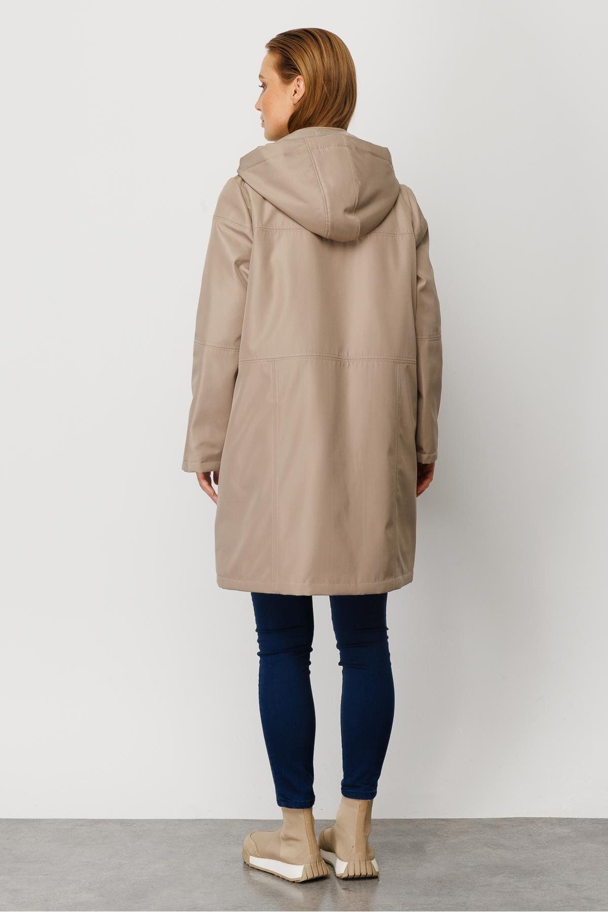 Micca-Interlayer Sewing Detailed Timeless Quilted Filled Coat-Stone 4