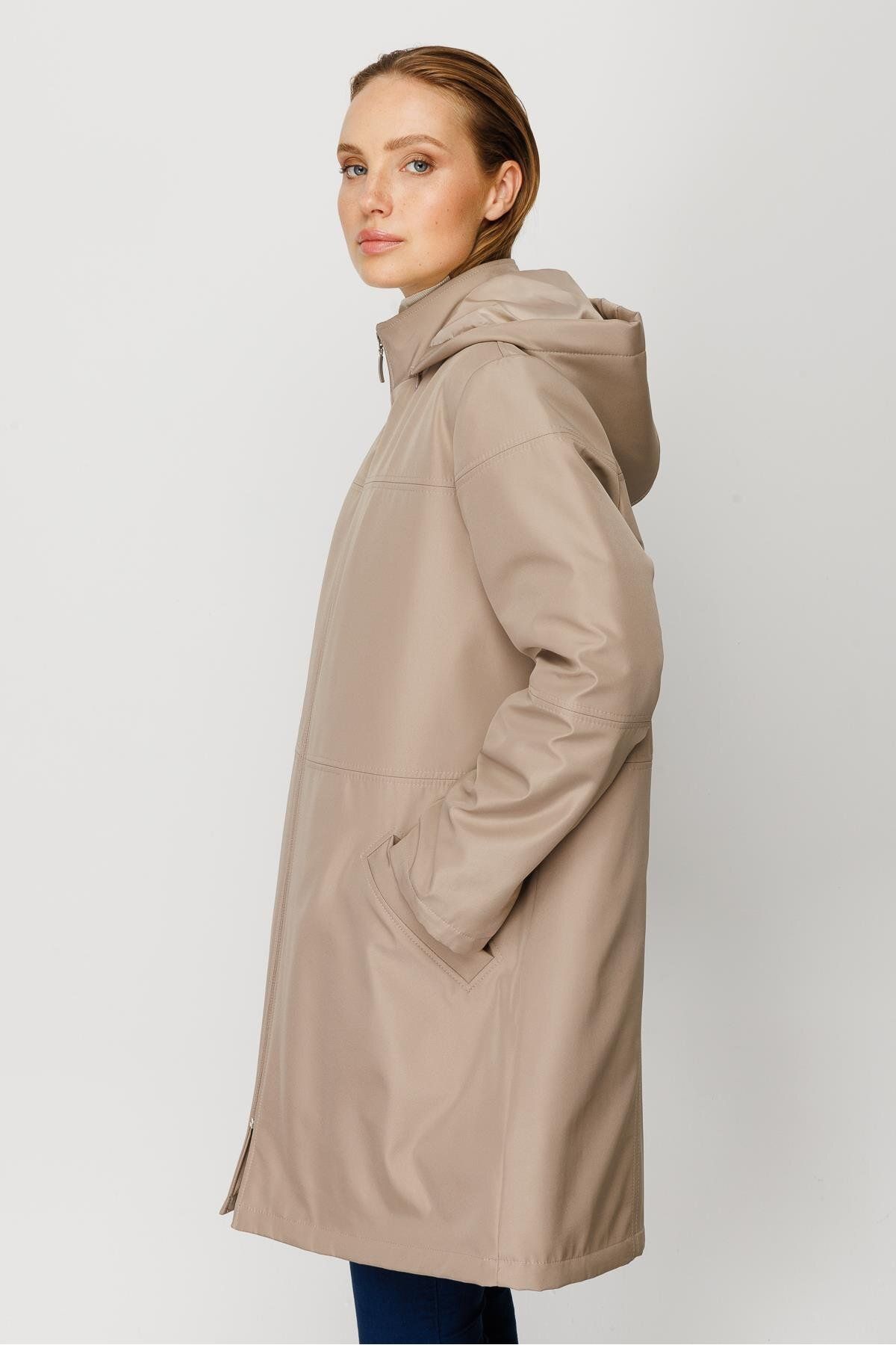 Micca-Interlayer Sewing Detailed Timeless Quilted Filled Coat-Stone 6