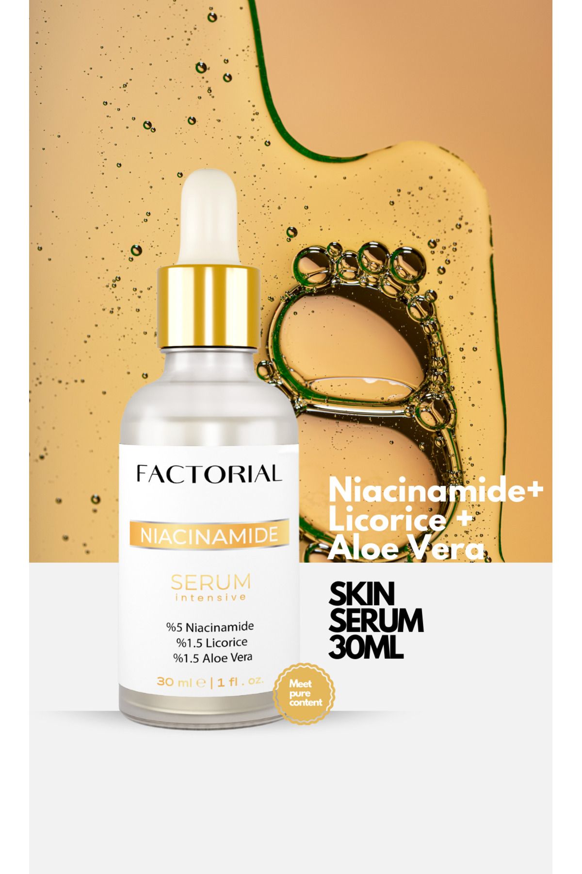 Factorial-Niacinamide 5% Licorice 1.5% Aloe Vera 1.5% Intensive Skin Serum (30ML) 1