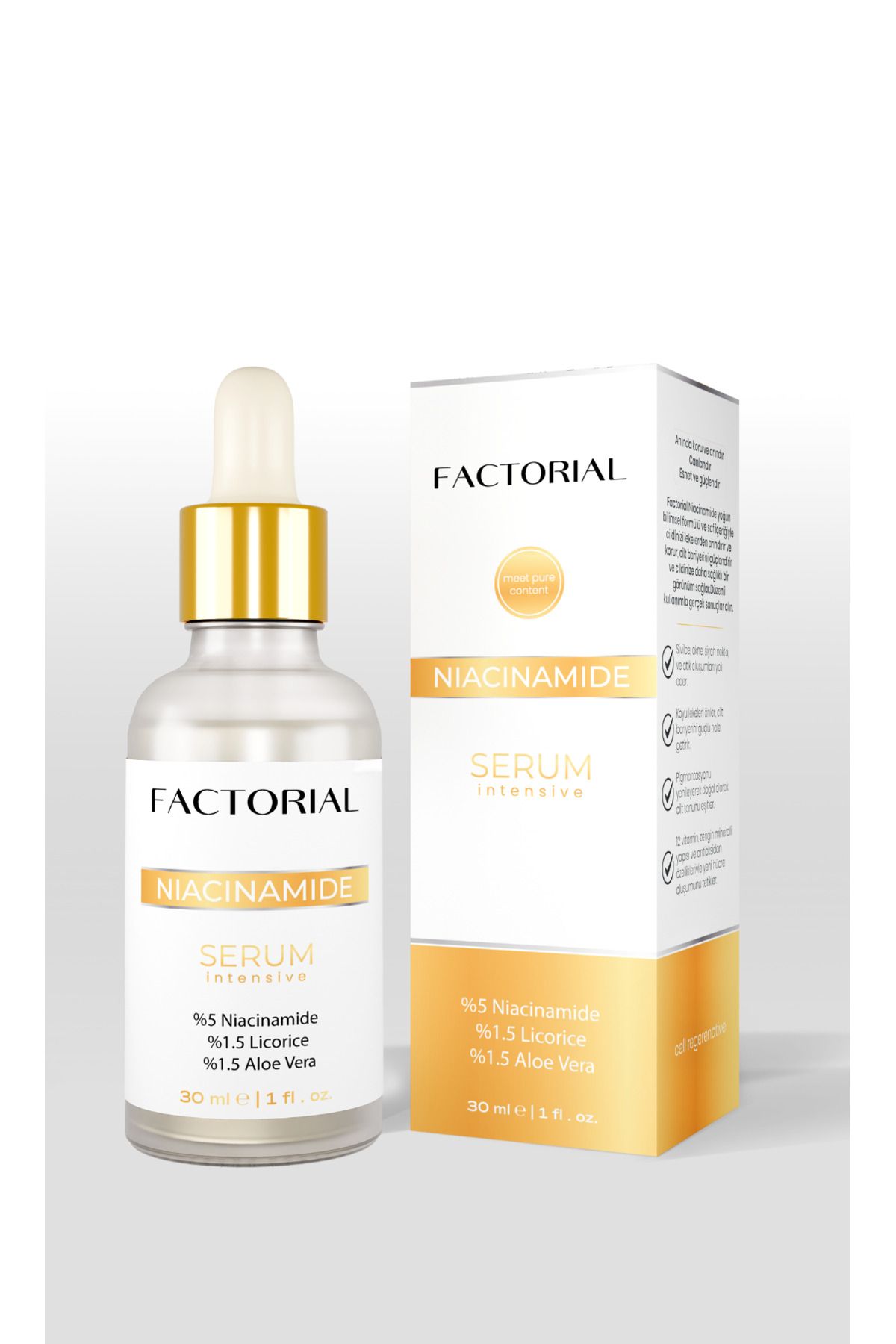 Factorial-Niacinamide 5% Licorice 1.5% Aloe Vera 1.5% Intensive Skin Serum (30ML) 2